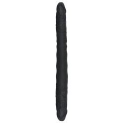 Czarne podwójne dildo z żyłami - 40 cm