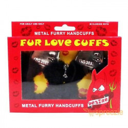 Furry cuffs, colour black, in colour box