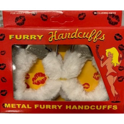 Furry cuffs, colour white, in colour box